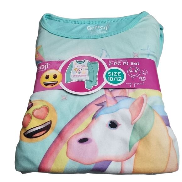 Emoji I Love Unicorns Fleece Pajamas, NWT, 10/12 - Picture 1 of 4